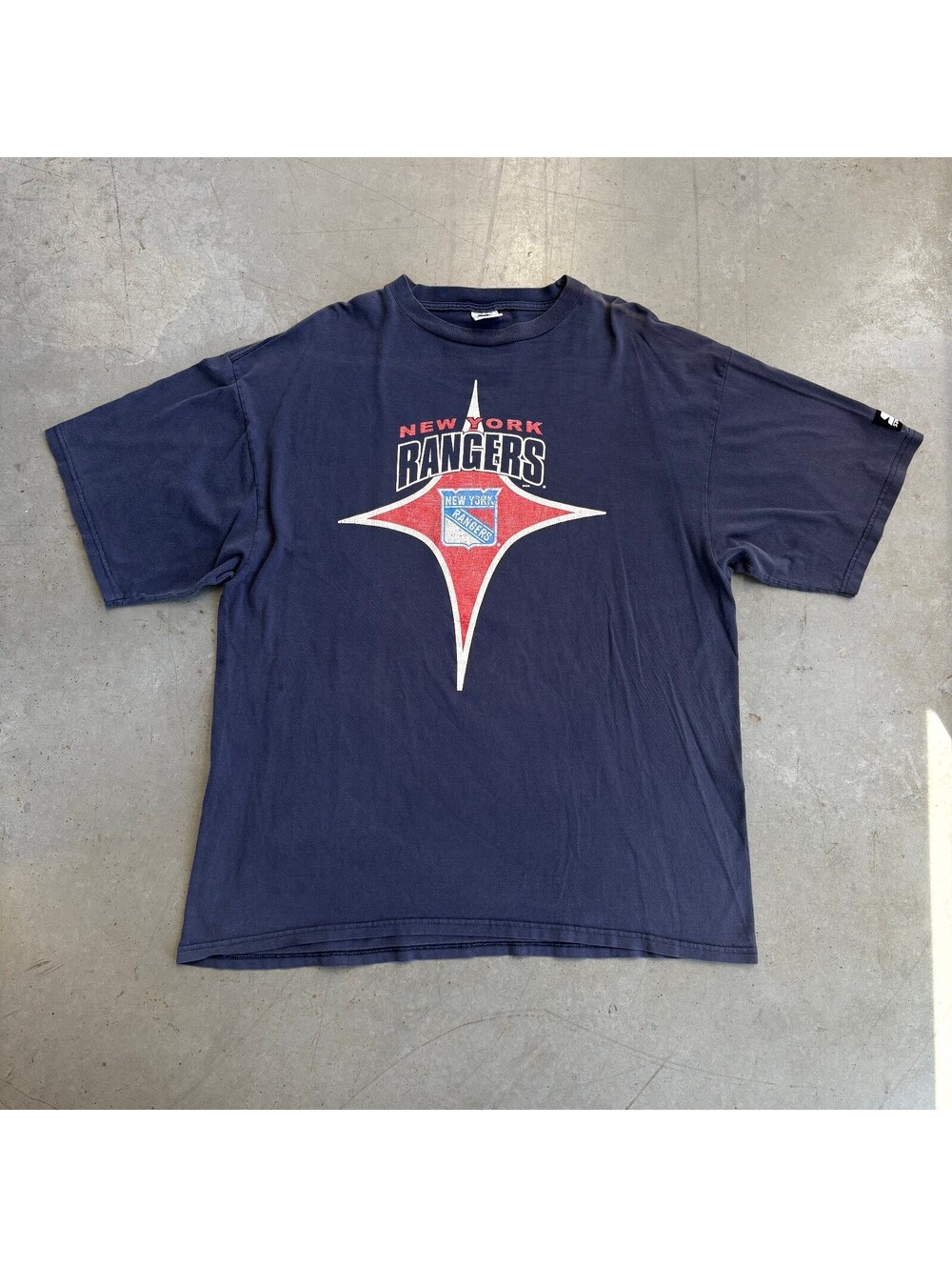 Vintage 90s NHL New York Rangers Graphic Starter T-Shirt Extra Large Navy